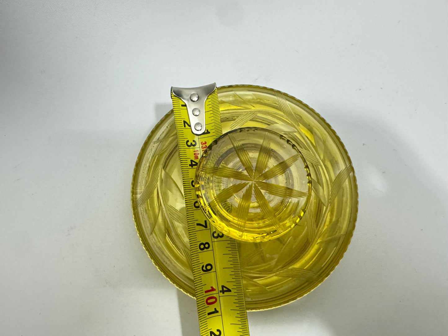 Etched Glass Lidded Trinket Dish | Vintage Retro |