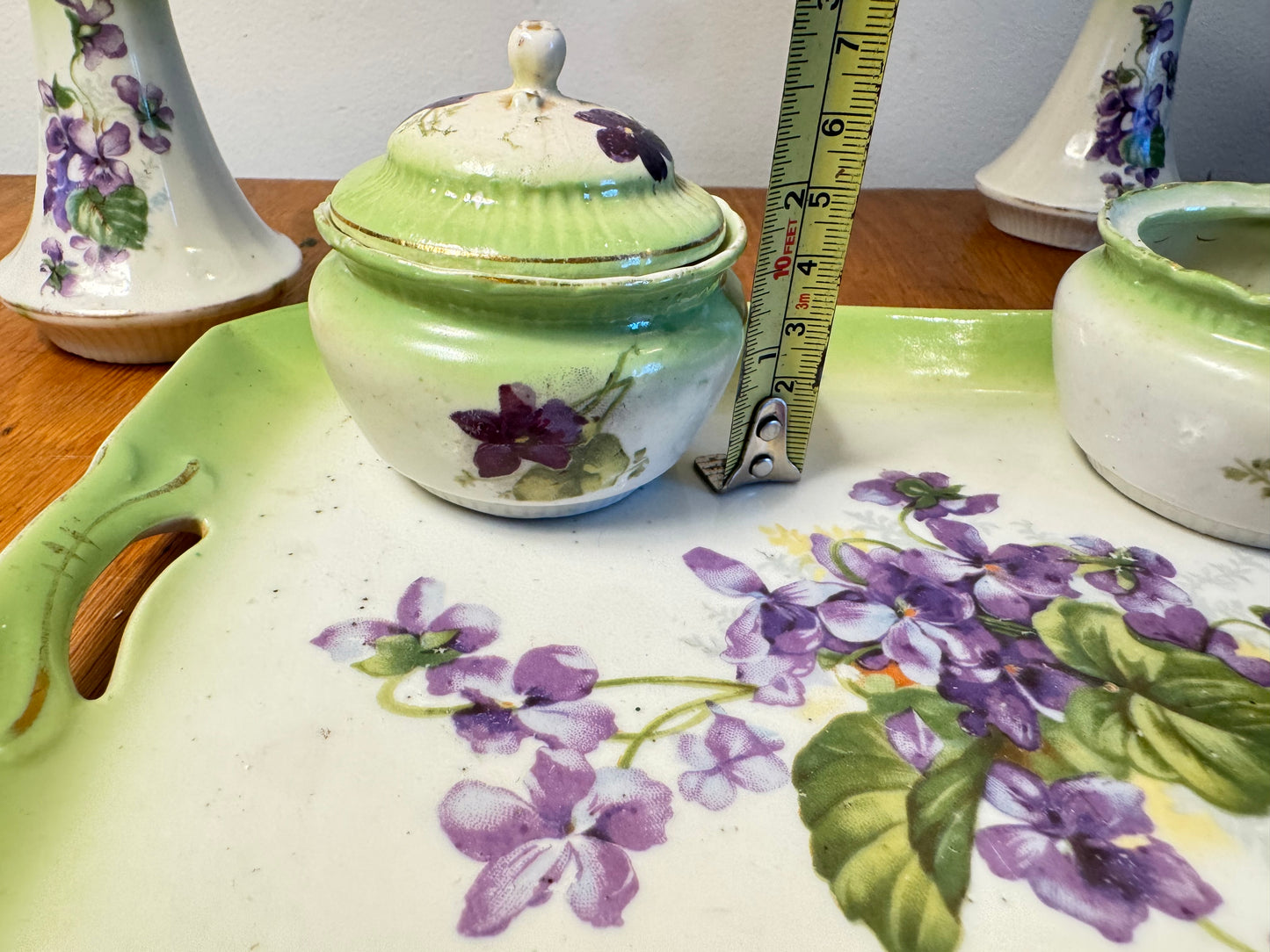 Green Ceramic 4 Piece Vanity Set | Dressing Table | Retro Unique |