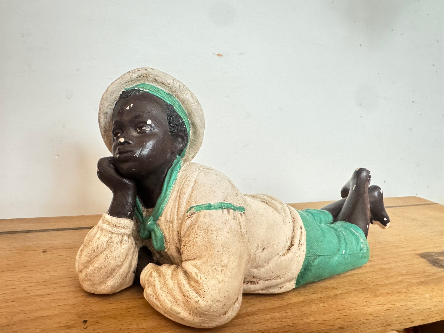 Ornament of Boy Laying | Afro American | Black Figure | Vintage |