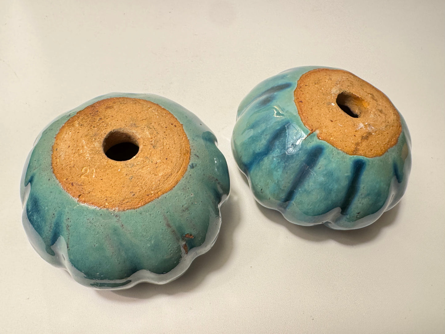 Stone Pumpkins with Blue & Turquoise Glaze | Handmade | Vintage Retro Quirky Decor | Halloween |