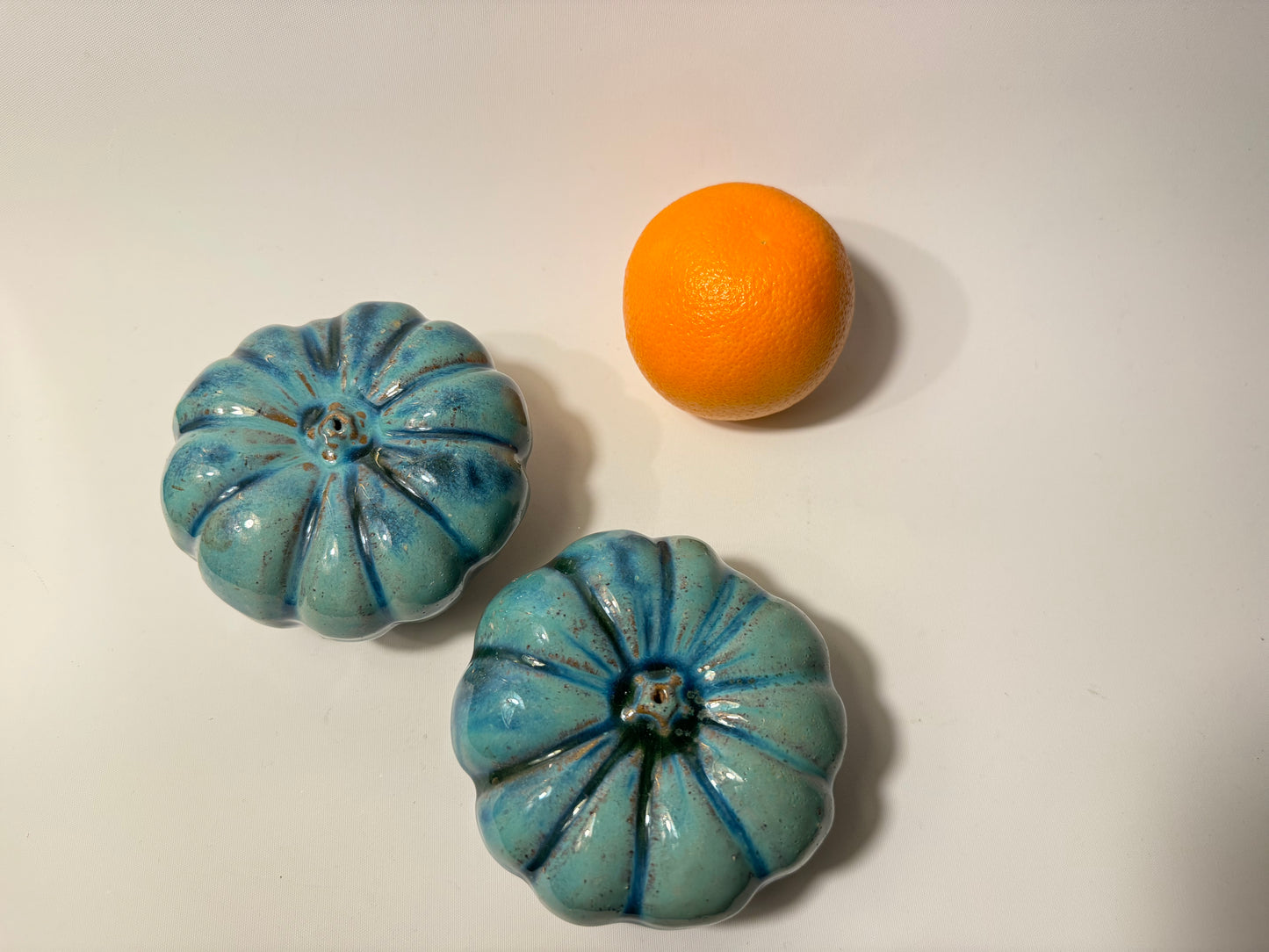 Stone Pumpkins with Blue & Turquoise Glaze | Handmade | Vintage Retro Quirky Decor | Halloween |