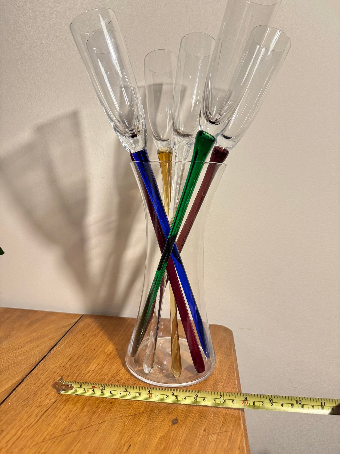 Bouquet of Glasses with XL Long Stems | Set of 6 Stemless Champagne Flute & Vase |