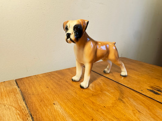 Ceramic Boxer Dog Figure | Decorative Ornament | Vintage/Retro Decor |