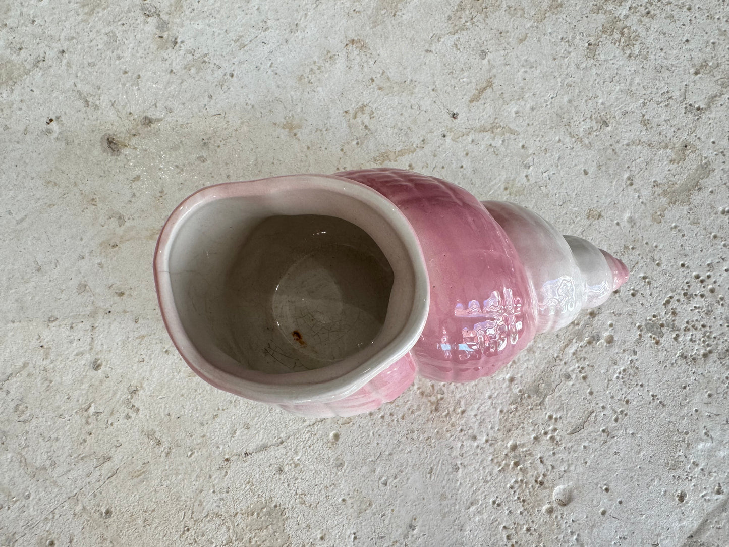 Pink Ceramic Shell Vase/Pot | Vintage Retro | Nautical Beach House | Kitsch Decor |