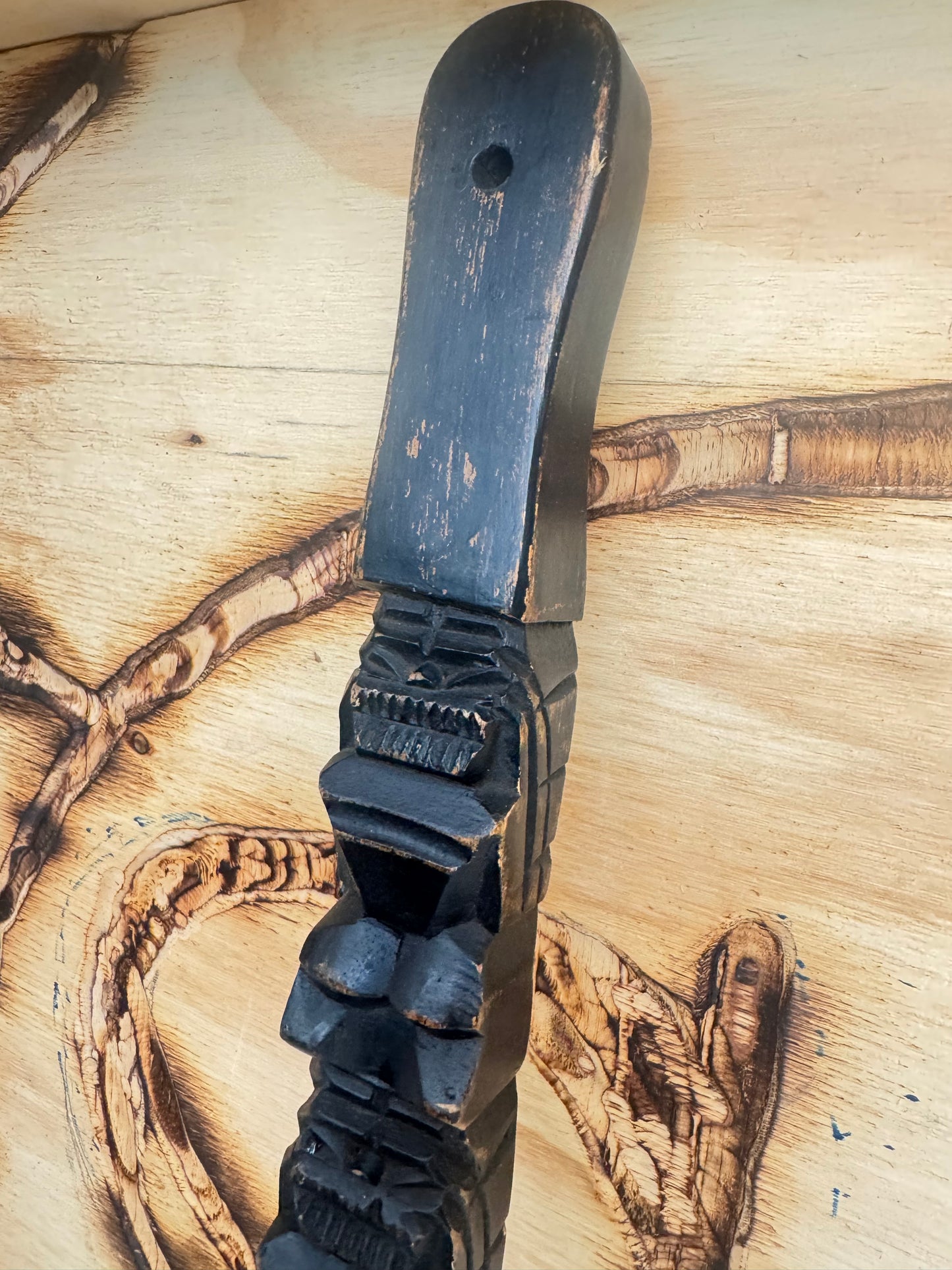 Oversized Hand-Carved Decorative Spoon | Tribal Totem Style | Quirky Unique |