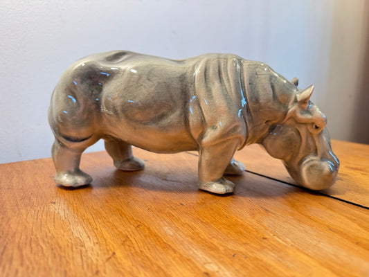 Ceramic Hippopotamus Ornament | Vintage Decor | Quirky Kitsch |