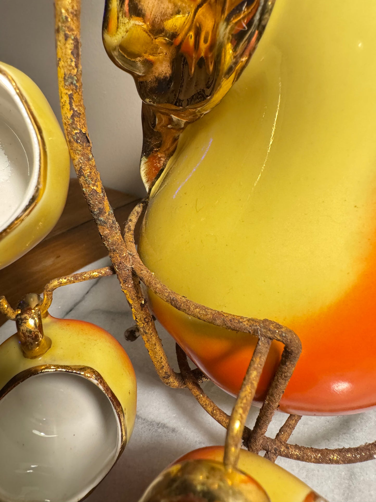 French Pear Liqueur Decanter Set with Stand & Cup Holder | Vintage Retro Quirky Barware |