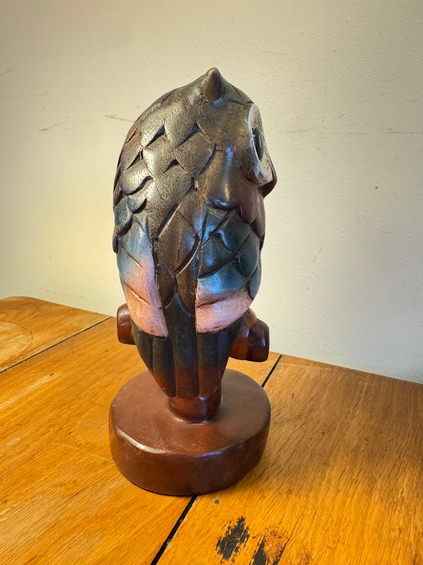 Handcarved Wooden Owl | Vintage Quirky Decor | Folk Art | Bird Sculpture |