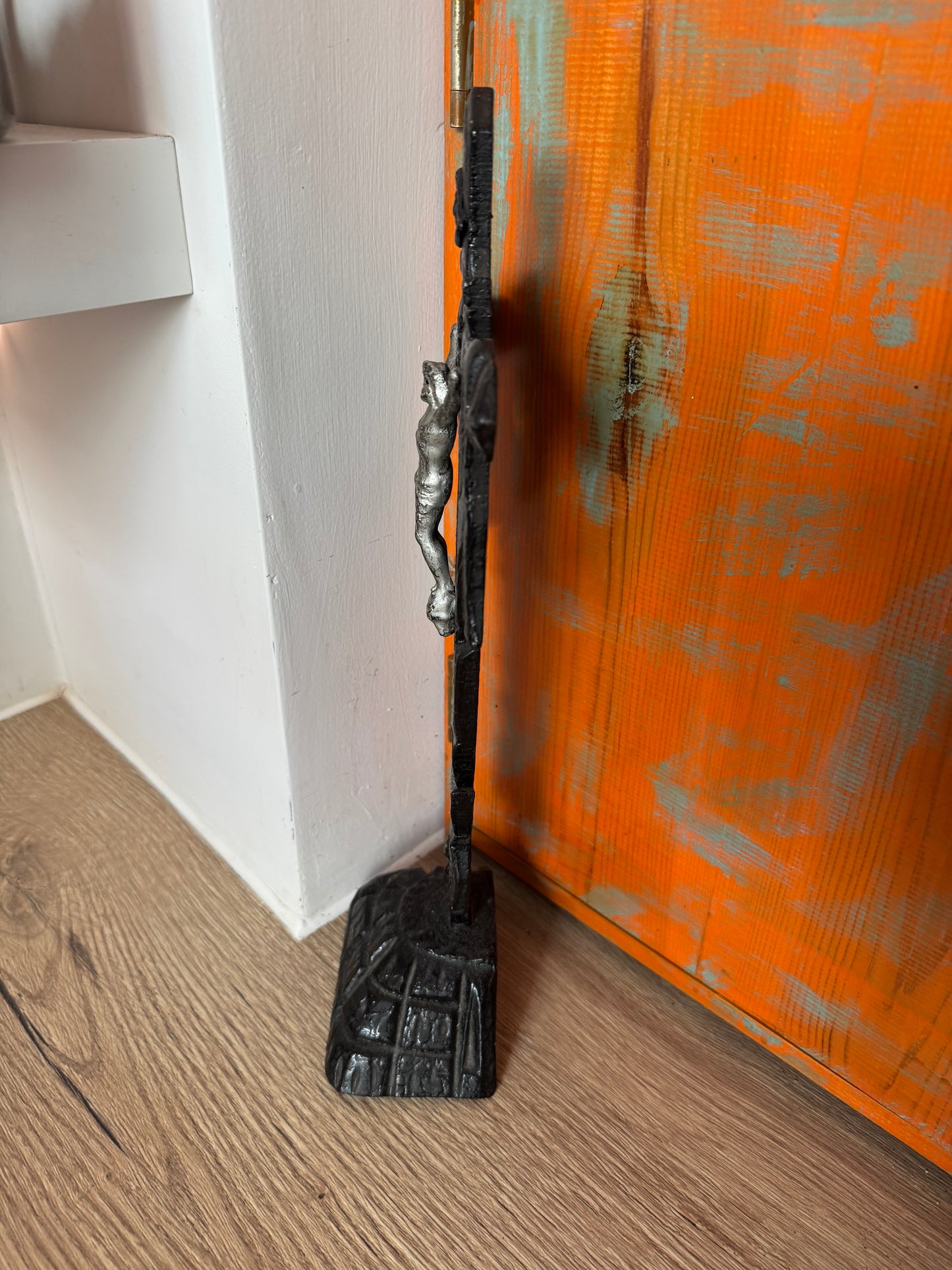 Religious Wooden Hand Carved Crucifix w/ Metal Jesus Inri  | Holy Catholic Home Decor | Antique Style |