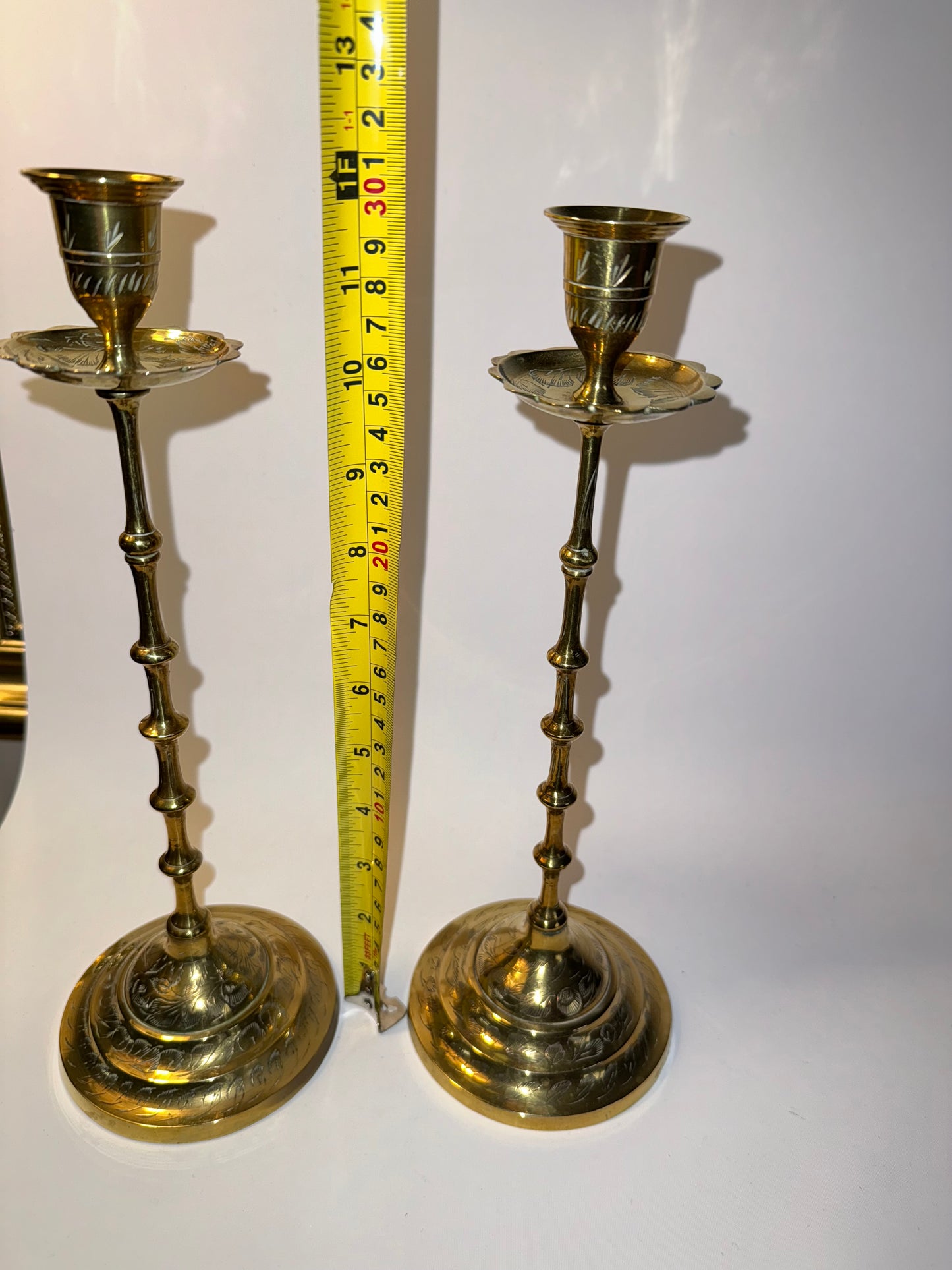 Ornate Brass Candlestick Holders | Vintage Antique |