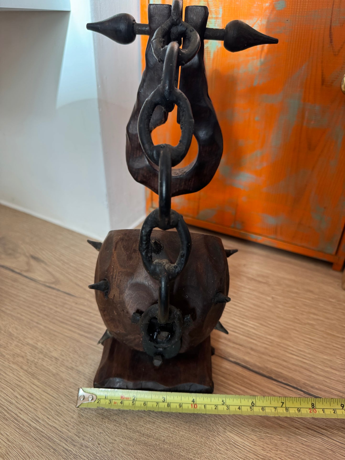 Brutalist Ball and Chain Wine Bottle Holder | Medieval Gothic Style | Vintage Retro Mid Century |