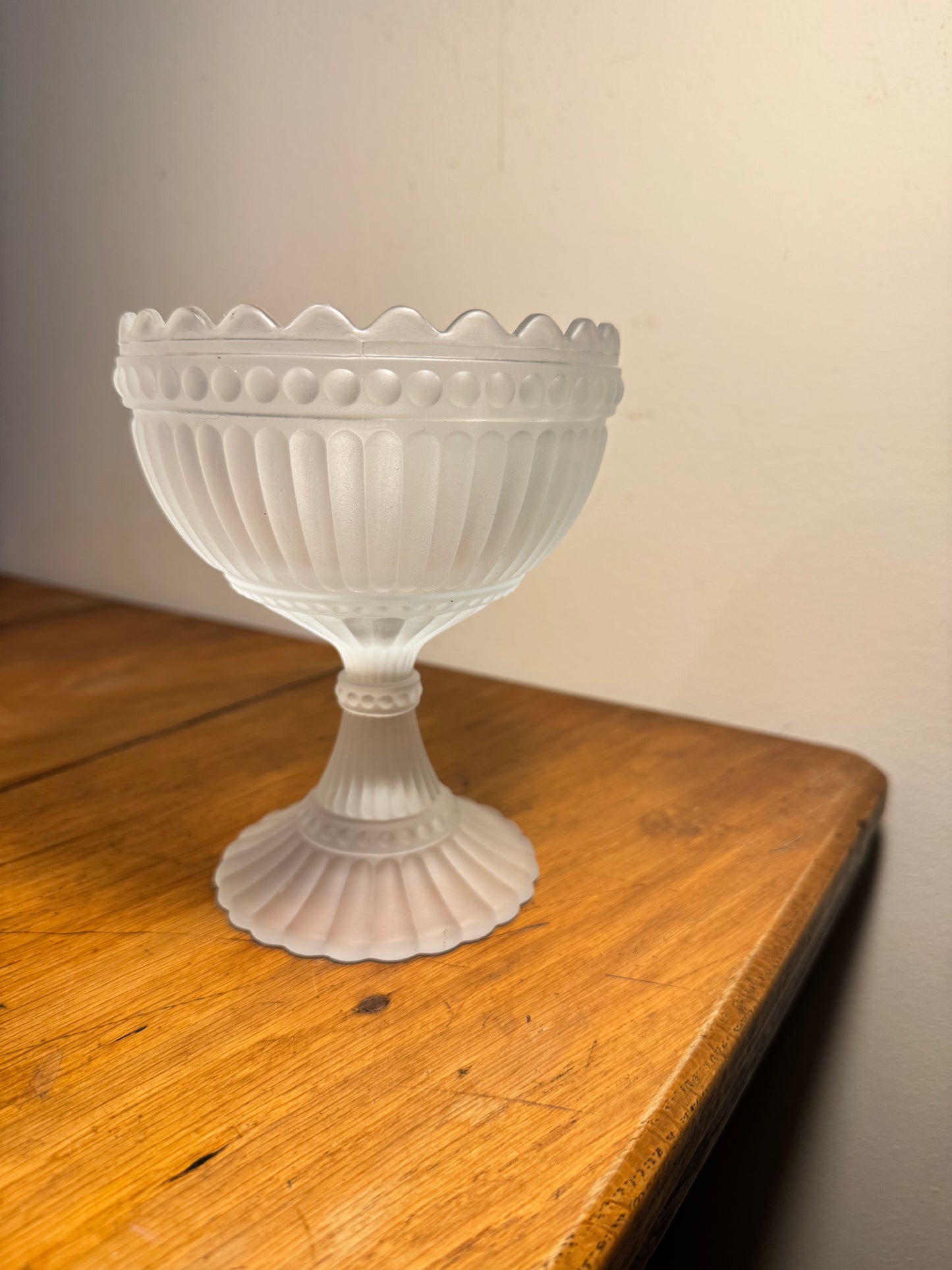 Marrimekko Mariskooli Footed Glass Bowl | Iittala | Vintage Retro Decor | Frosted/Blue |