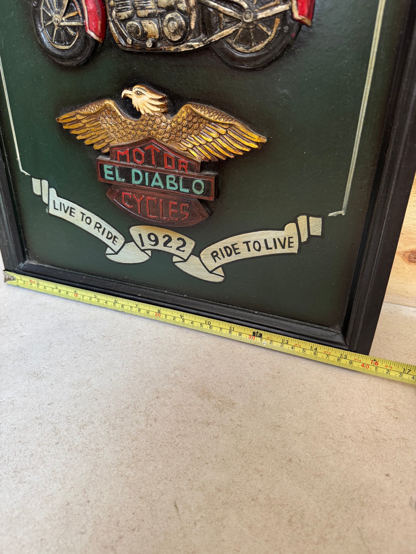 Harley Davidson Hand Painted Wall Decor | El Diablo Live to Ride |