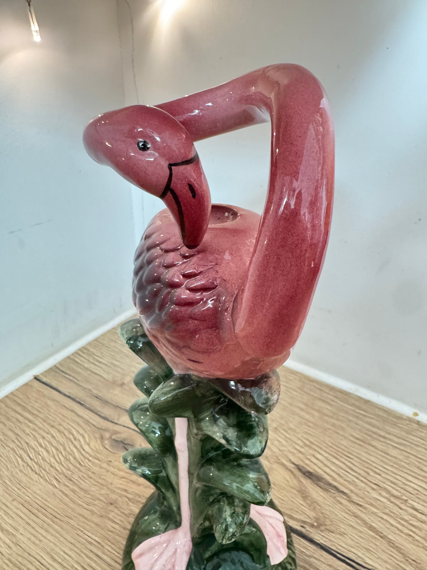 Ceramic Flamingo Tapered Candle Holder | Vintage Retro Quirky |