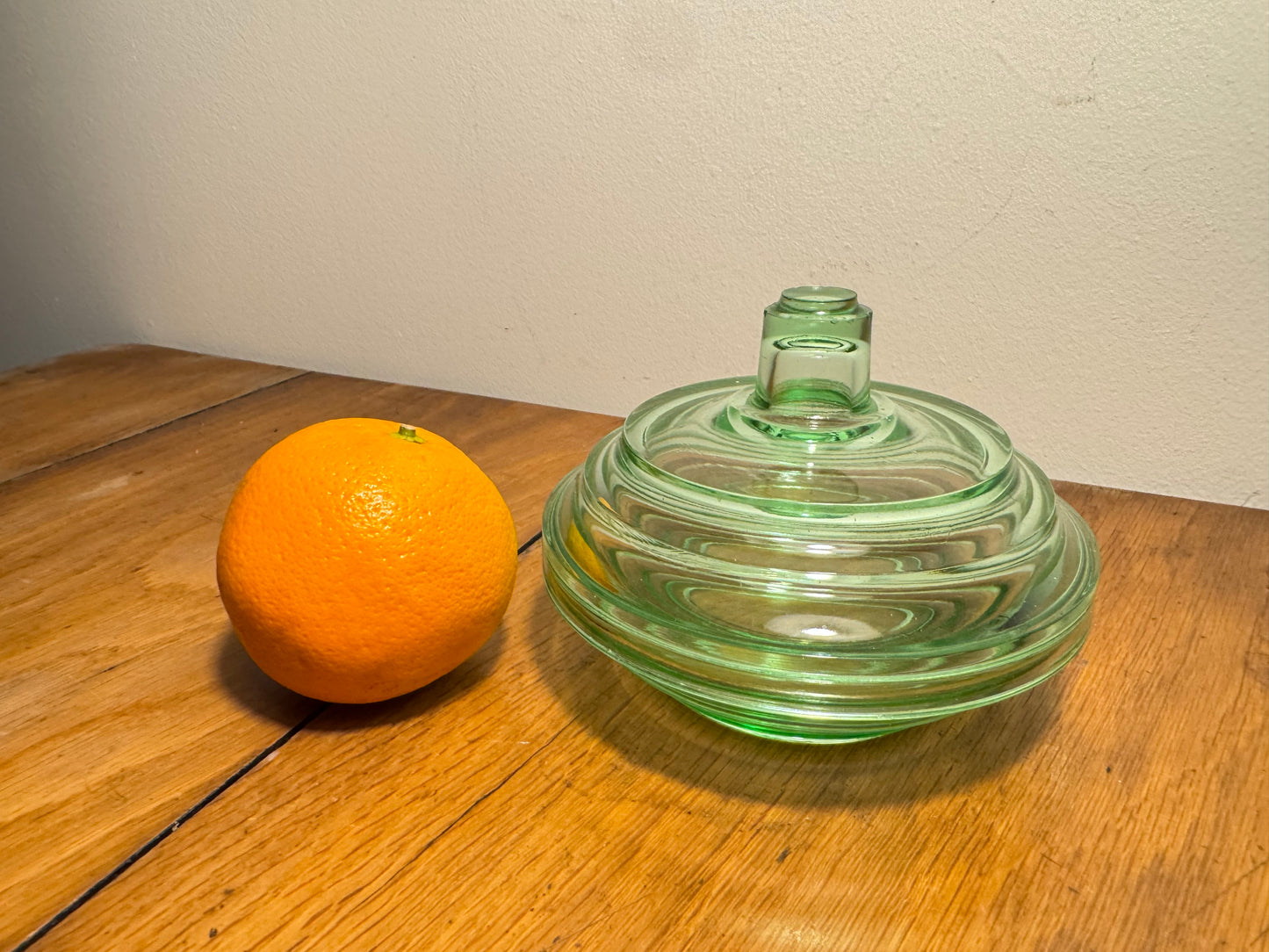 Green Glass Lidded Trinket Dish | Vintage Retro | Quirky Unusual |