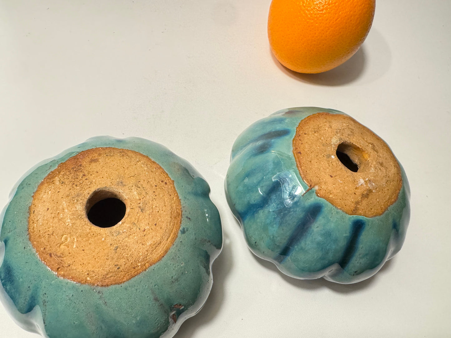 Stone Pumpkins with Blue & Turquoise Glaze | Handmade | Vintage Retro Quirky Decor | Halloween |
