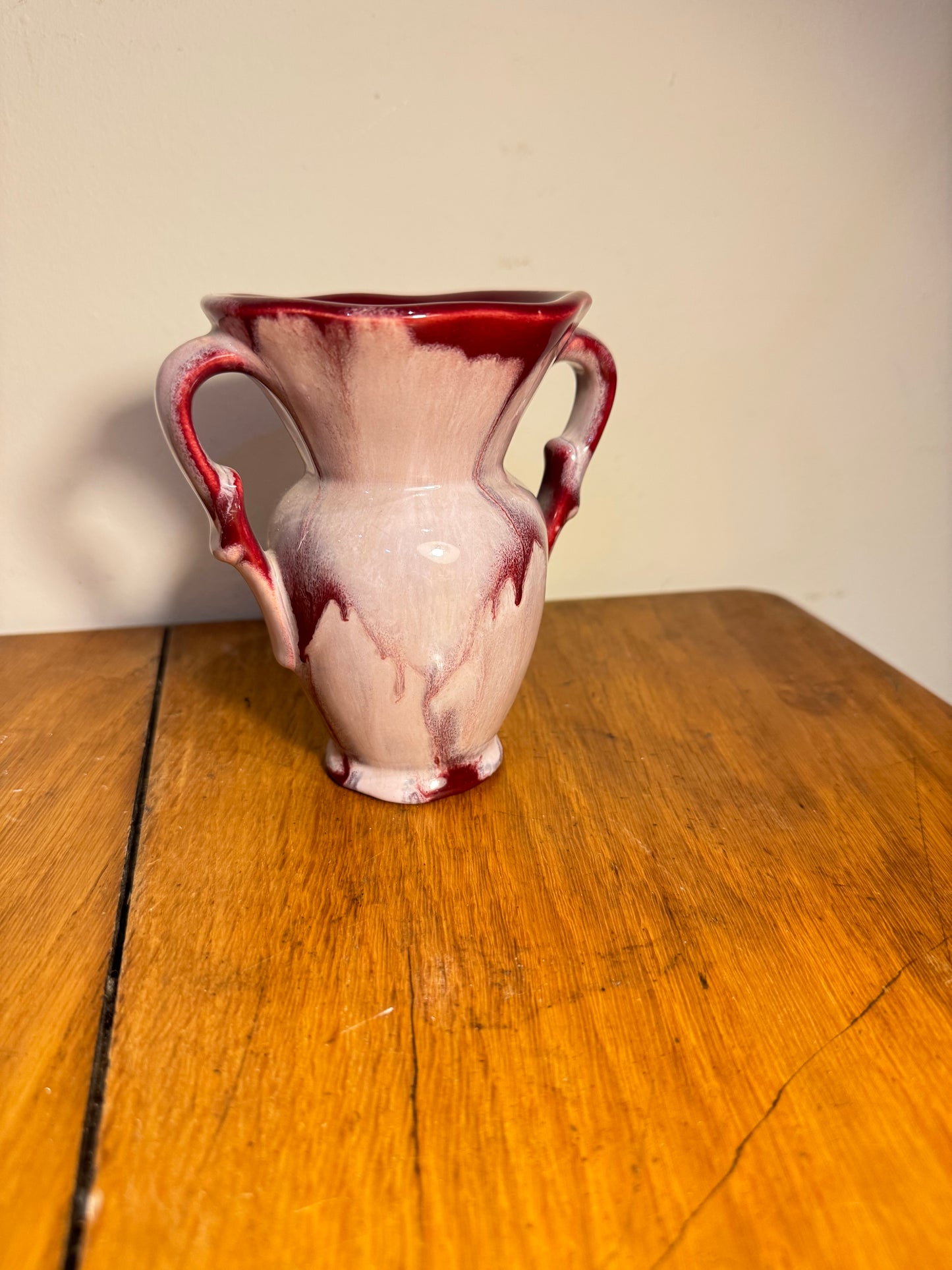 Small Studio Pottery Vase with Handles | Vintage Decor