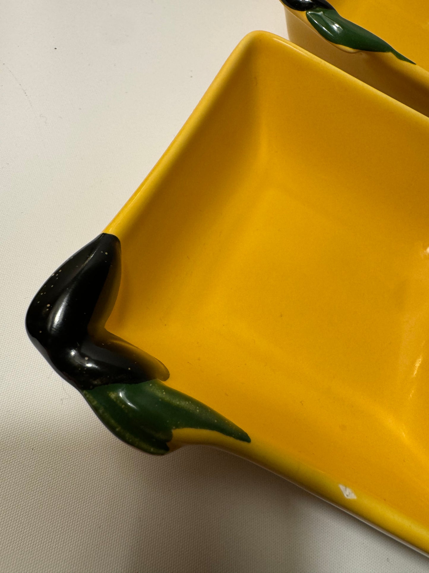 Silea Yellow Serving Bowls with Olive Design | Vintage Retro | Serveware Dinner Party | Made in France |