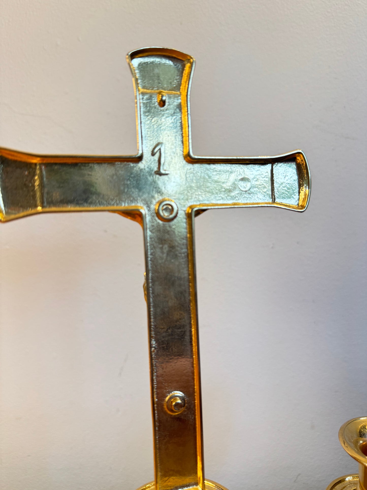 Gold Altar Candelabrum | Religious Crucifix Double Candelabra | Home Decor |