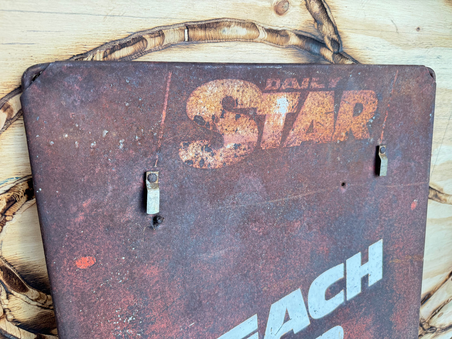 Large Daily Star Newspaper Advertising Metal Sign | Weathered Distressed | Vintage Retro | Reach For The Daily Star |