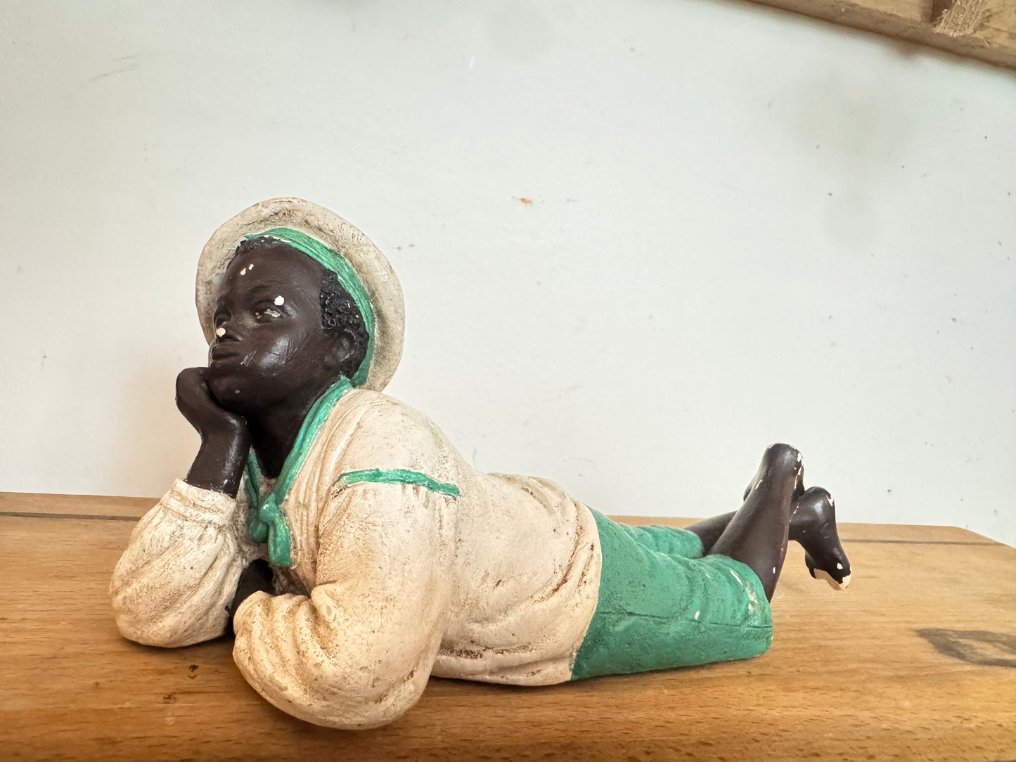 Ornament of Boy Laying | Afro American | Black Figure | Vintage |