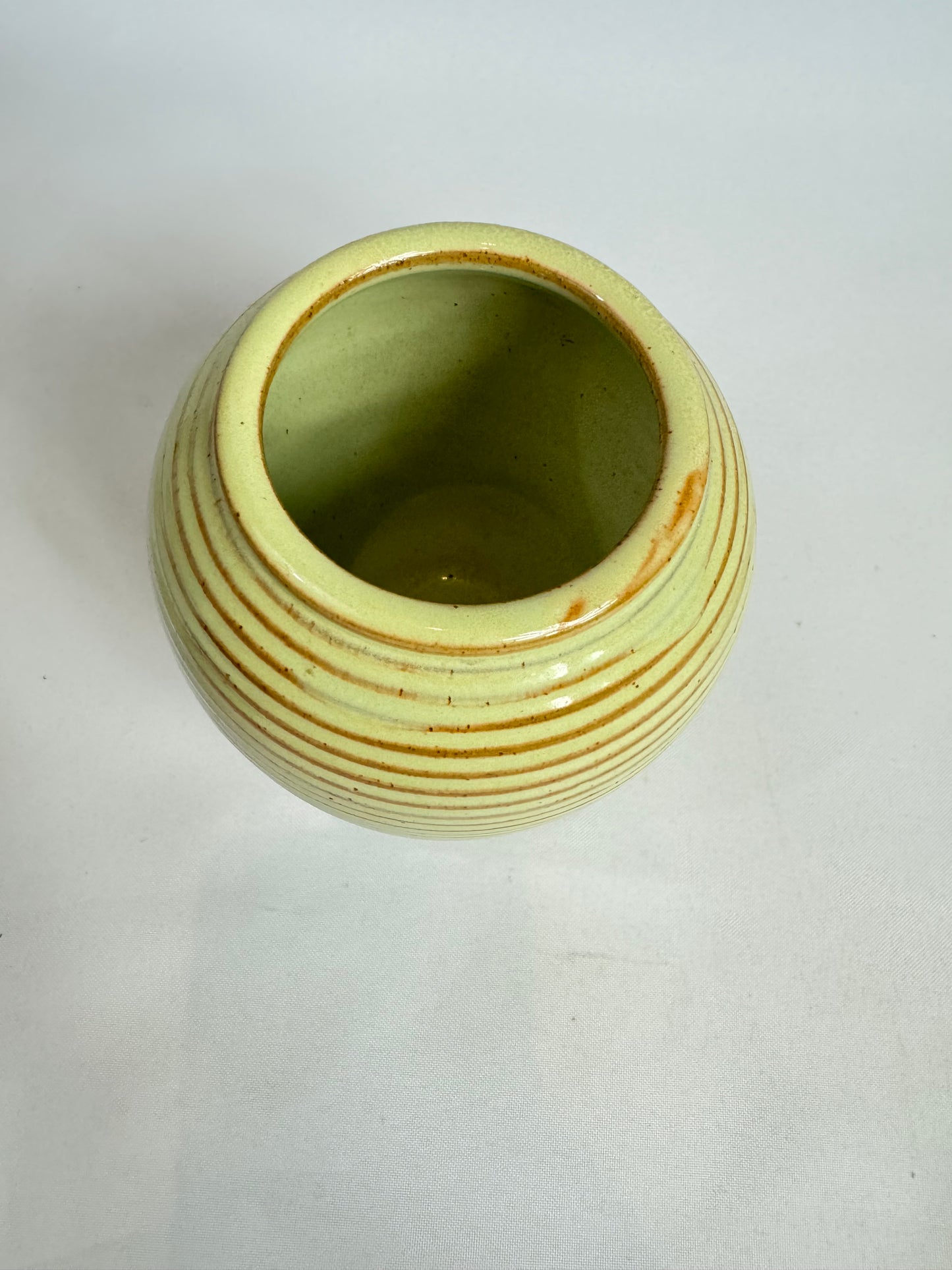 Burton Studio Pottery Round Vase | Striped | Vintage Retro | MCM Mid Century |