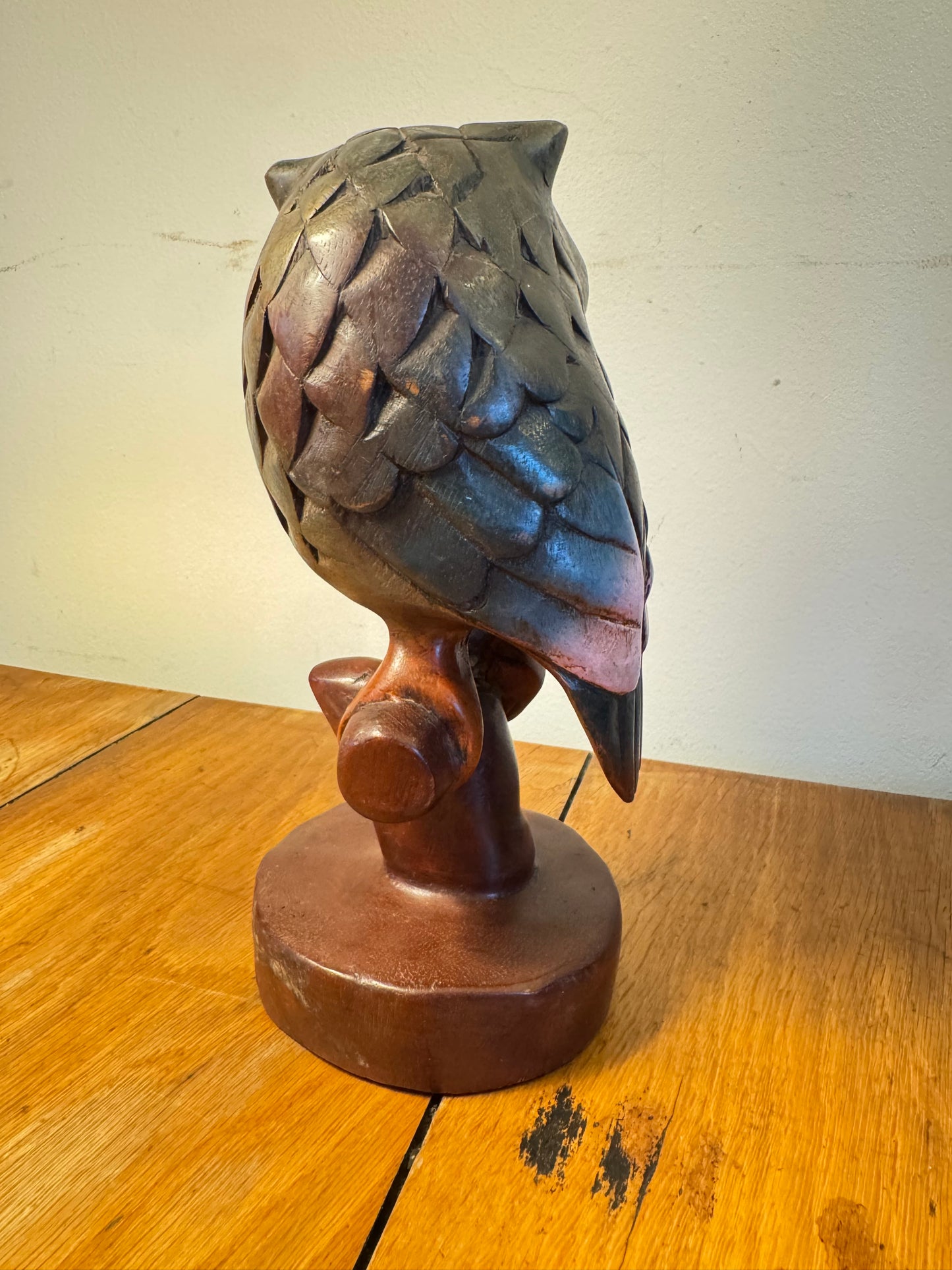 Handcarved Wooden Owl | Vintage Quirky Decor | Folk Art | Bird Sculpture |