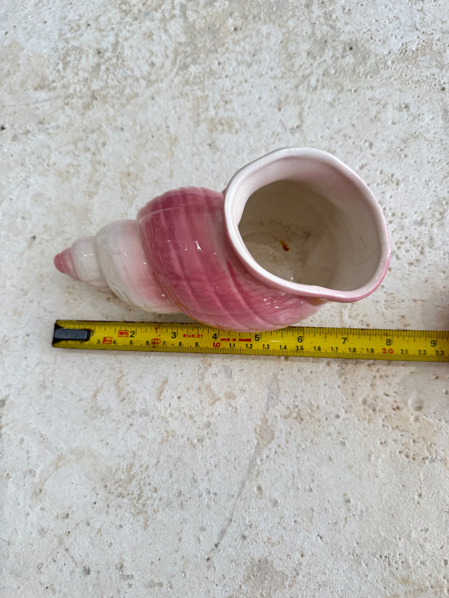 Pink Ceramic Shell Vase/Pot | Vintage Retro | Nautical Beach House | Kitsch Decor |