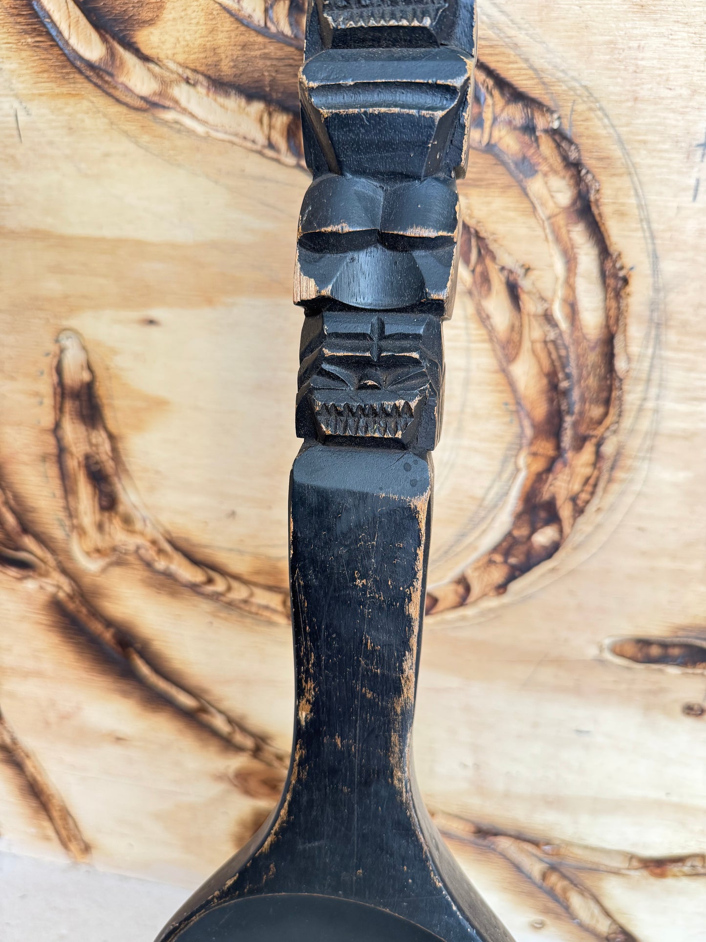 Oversized Hand-Carved Decorative Spoon | Tribal Totem Style | Quirky Unique |