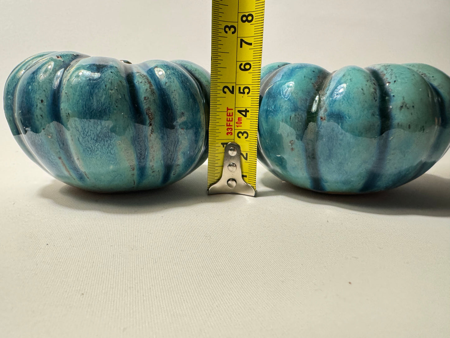 Stone Pumpkins with Blue & Turquoise Glaze | Handmade | Vintage Retro Quirky Decor | Halloween |