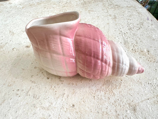 Pink Ceramic Shell Vase/Pot | Vintage Retro | Nautical Beach House | Kitsch Decor |