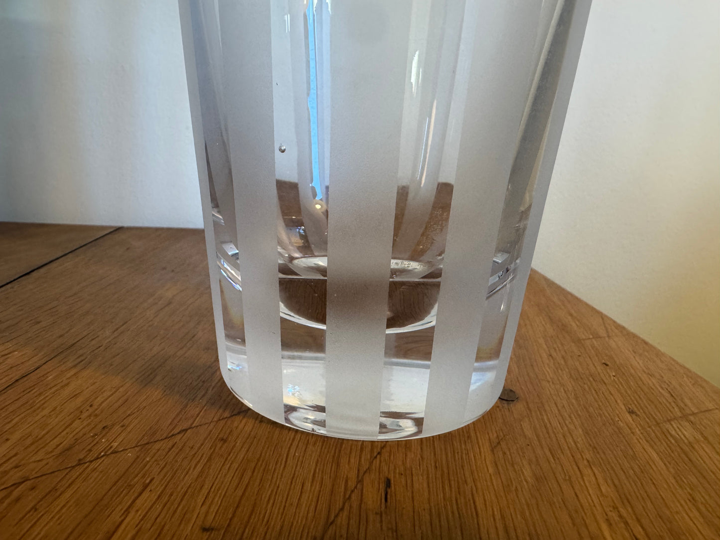 Clear Frosted Stripe Glass Vase | Vintage Retro |