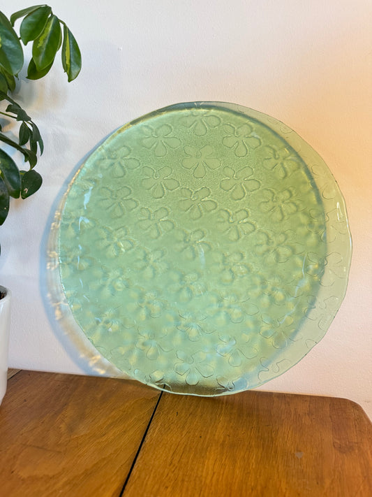 Green Pressed Glass XL Decorative Plate | Villeroy and Boch | Serving Plate |