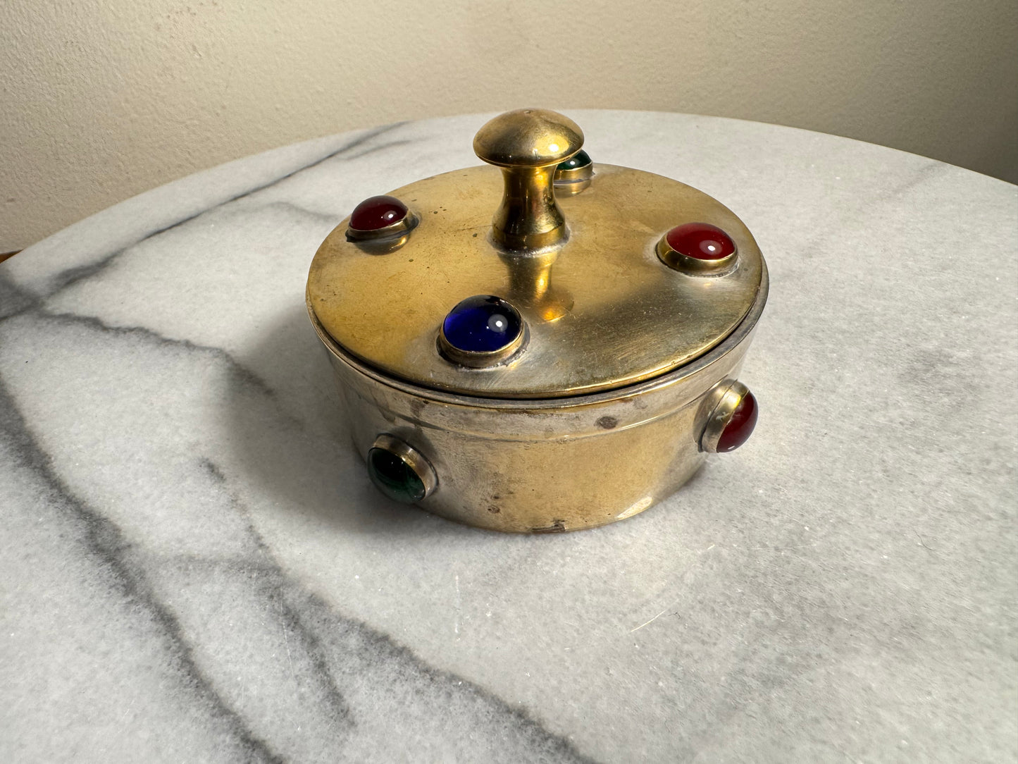 Small Metal Trinket Box with Bead Detail | Arts & Crafts Style | Vintage Retro Quirky |