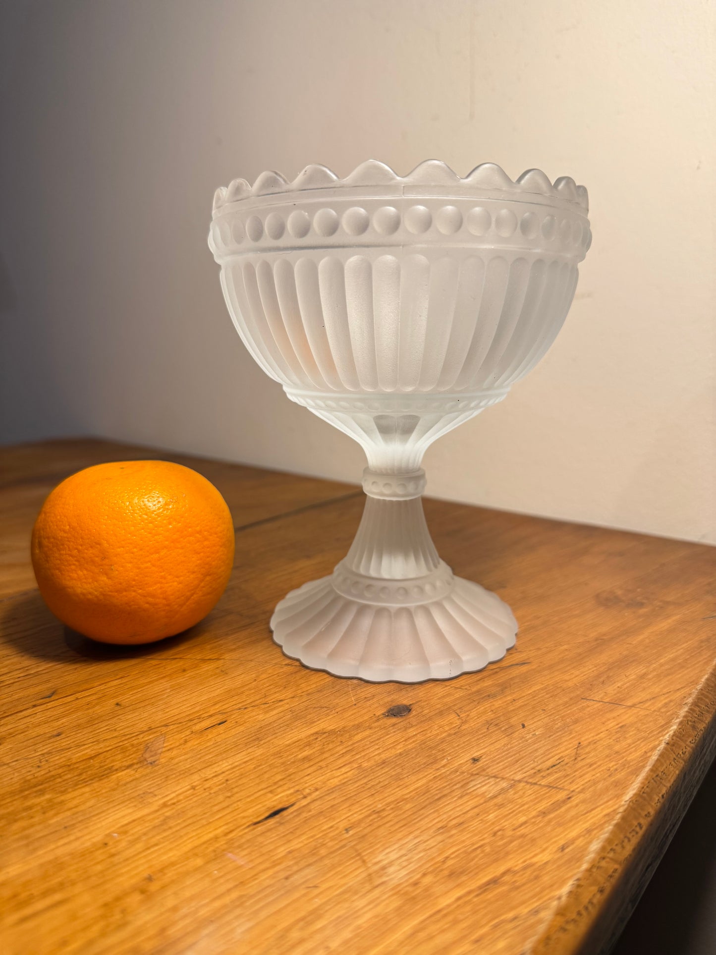 Marrimekko Mariskooli Footed Glass Bowl | Iittala | Vintage Retro Decor | Frosted/Blue |