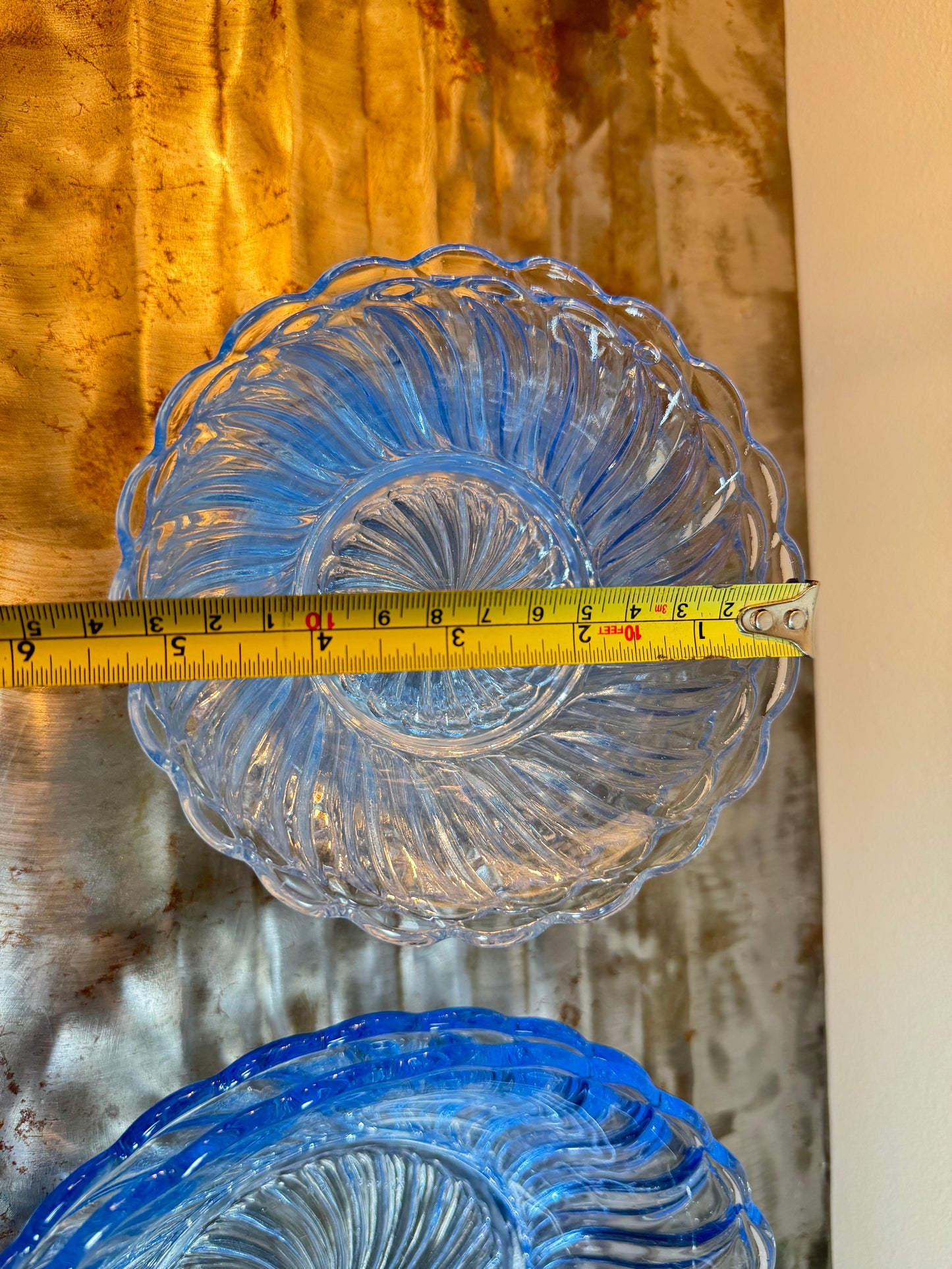 Glass Dessert Bowl Set. Bagley England. Vintage Depression Glass.