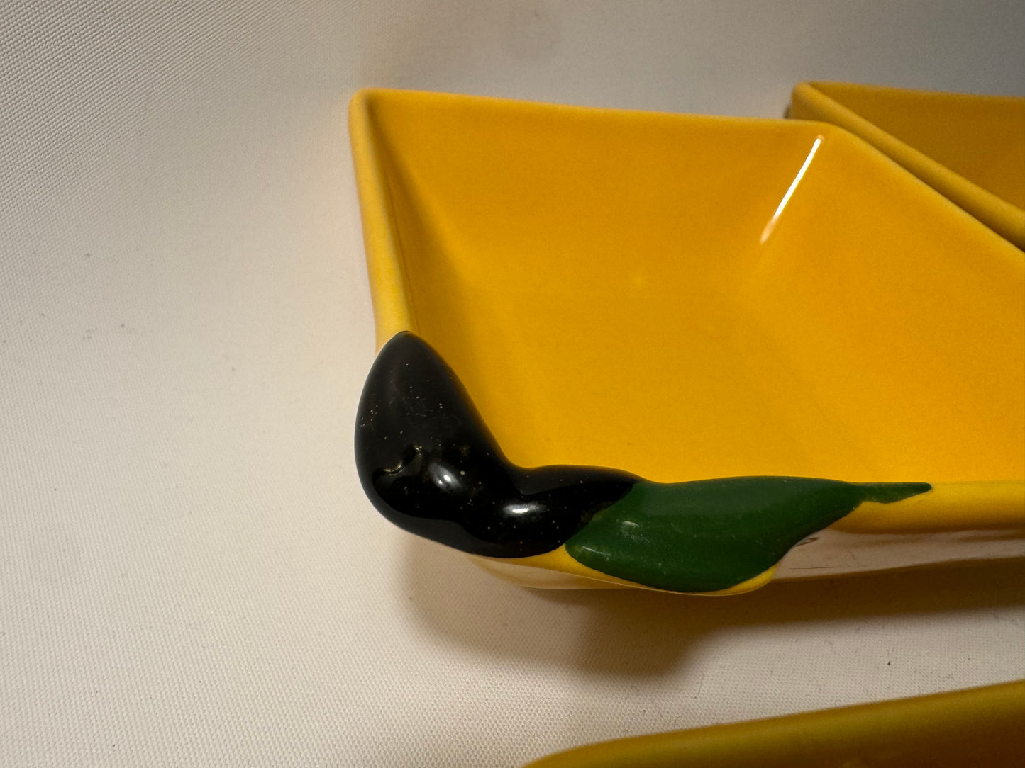 Silea Yellow Serving Bowls with Olive Design | Vintage Retro | Serveware Dinner Party | Made in France |