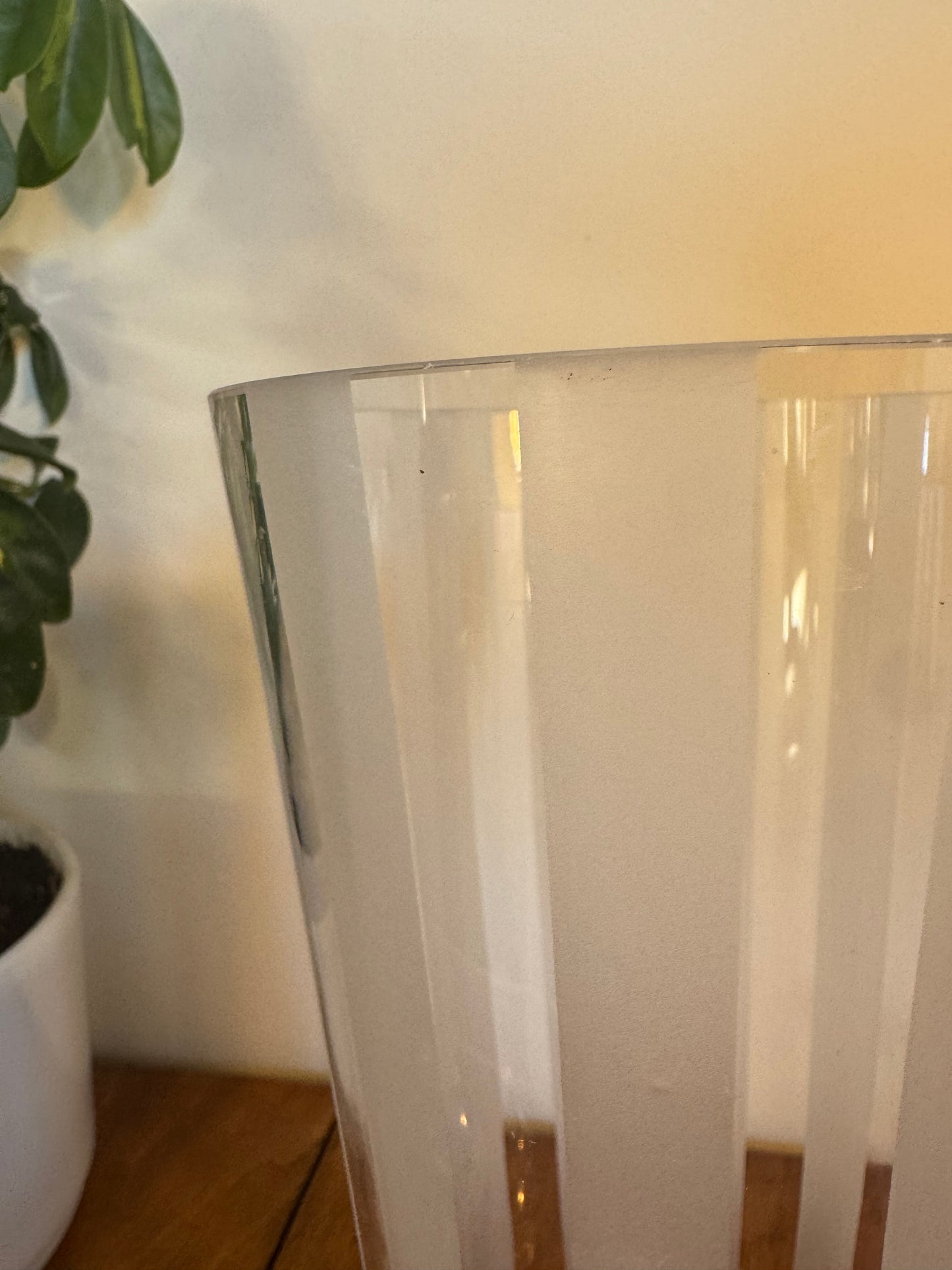 Clear Frosted Stripe Glass Vase | Vintage Retro |
