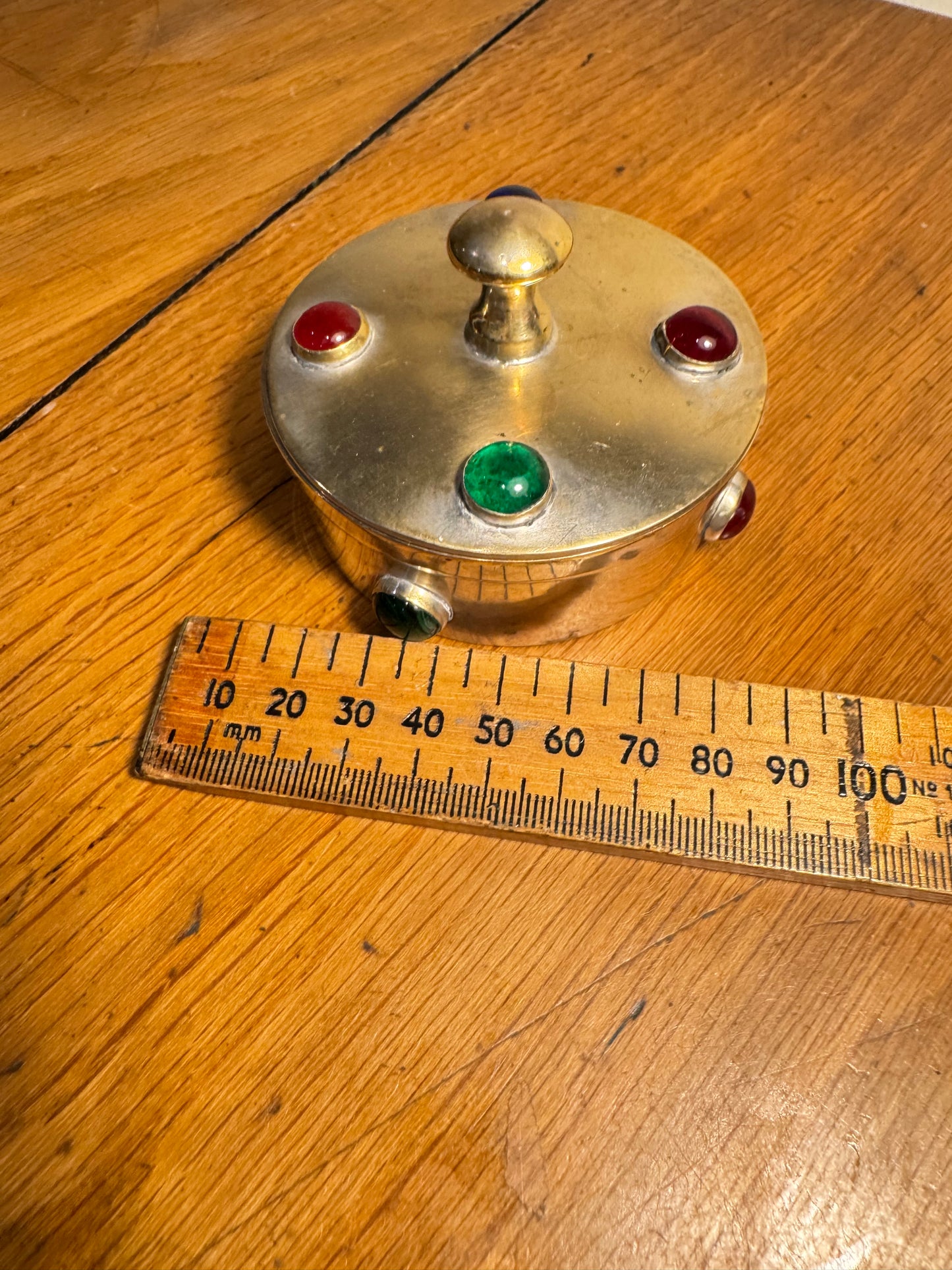 Small Metal Trinket Box with Bead Detail | Arts & Crafts Style | Vintage Retro Quirky |