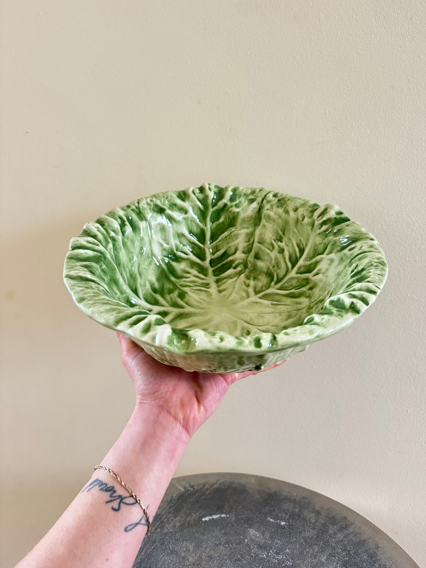 Large Ceramic Cabbage Bowl | Vintage Fruit bowl |