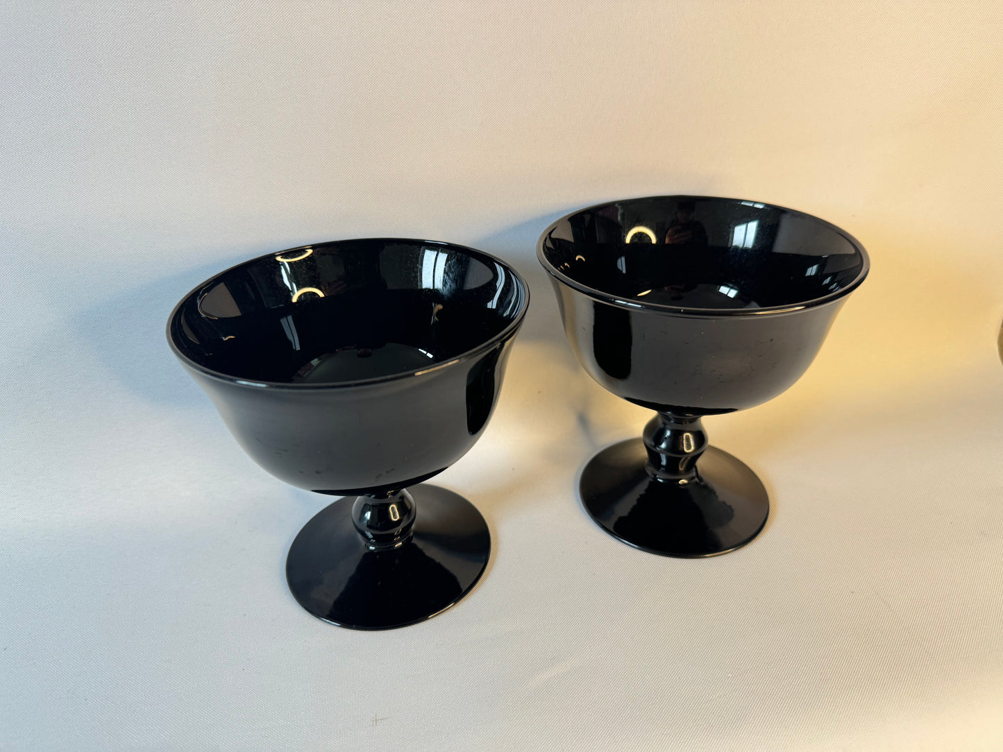 Black Glass Cocktail Coupes | Set of 2 | Large Champagne Glass Coupes | Vintage Retro |