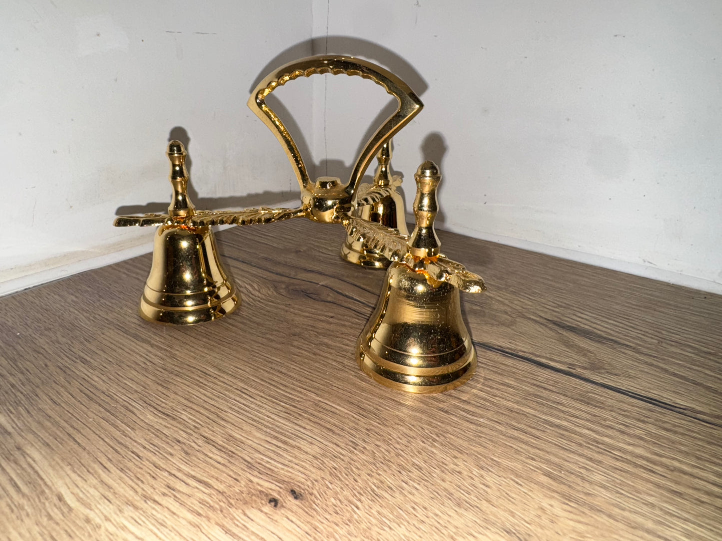 Triple Communion Altar Bell | Church Sanctuary Bell | Gold Tone | Catholic Religious Holy |