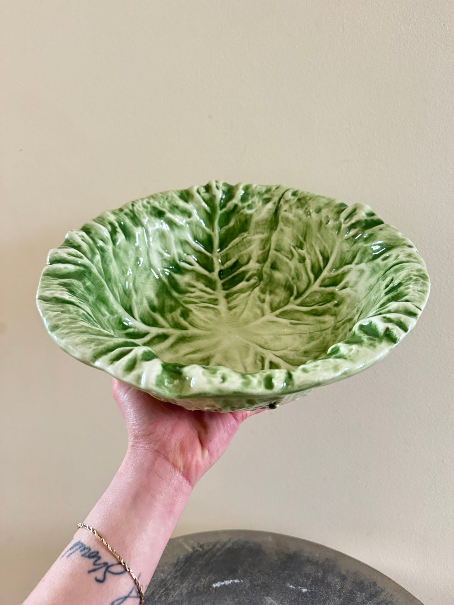 Large Ceramic Cabbage Bowl | Vintage Fruit bowl |