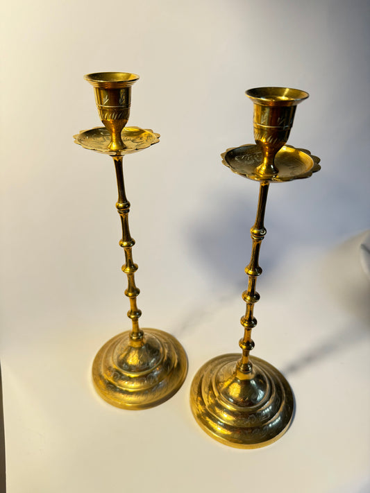 Ornate Brass Candlestick Holders | Vintage Antique |