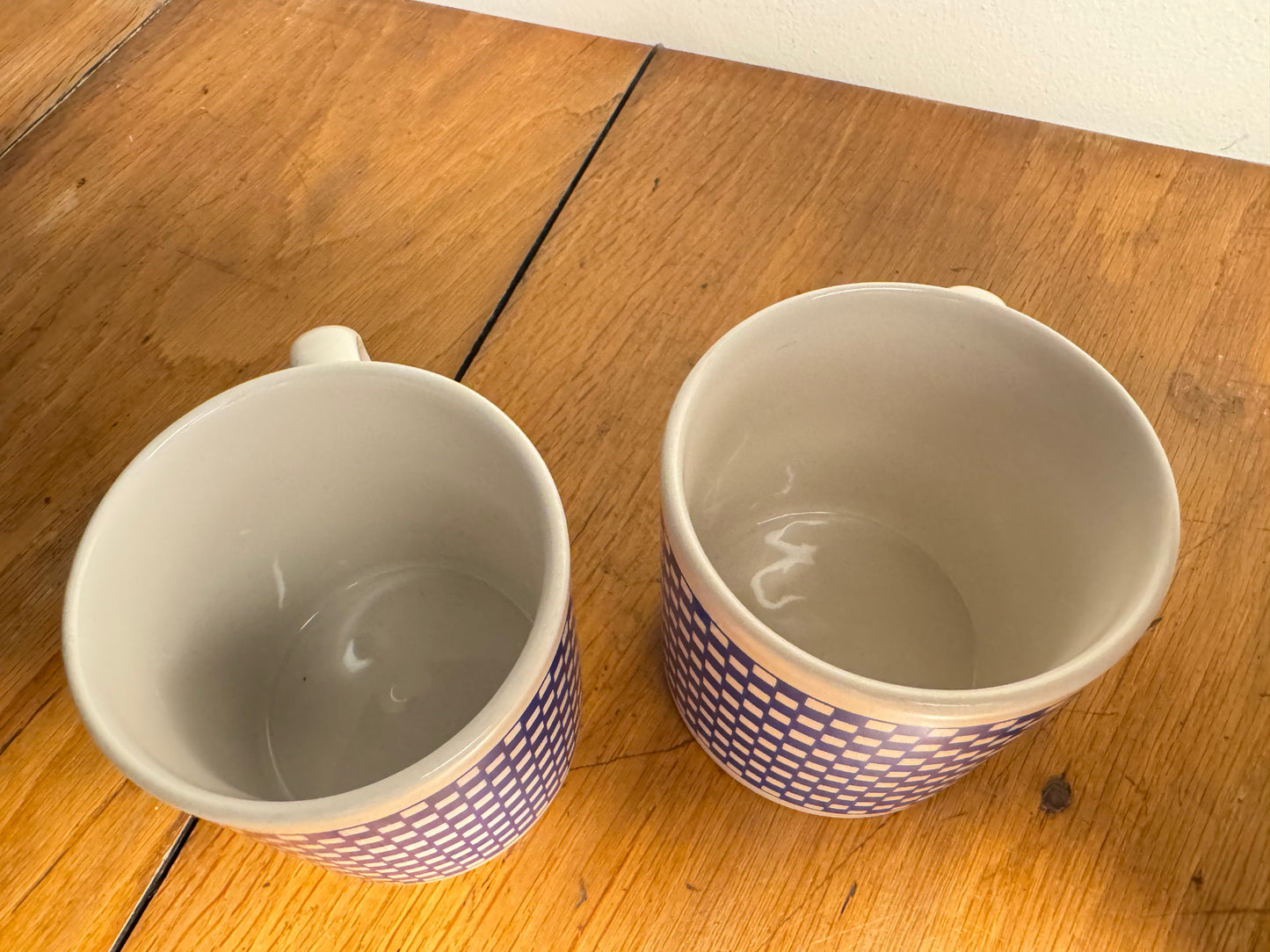 Vintage 1980's Ingrid Berger Mug FPC Blue & White Check Ceramic Coffee / Tea | Retro | Made in England |