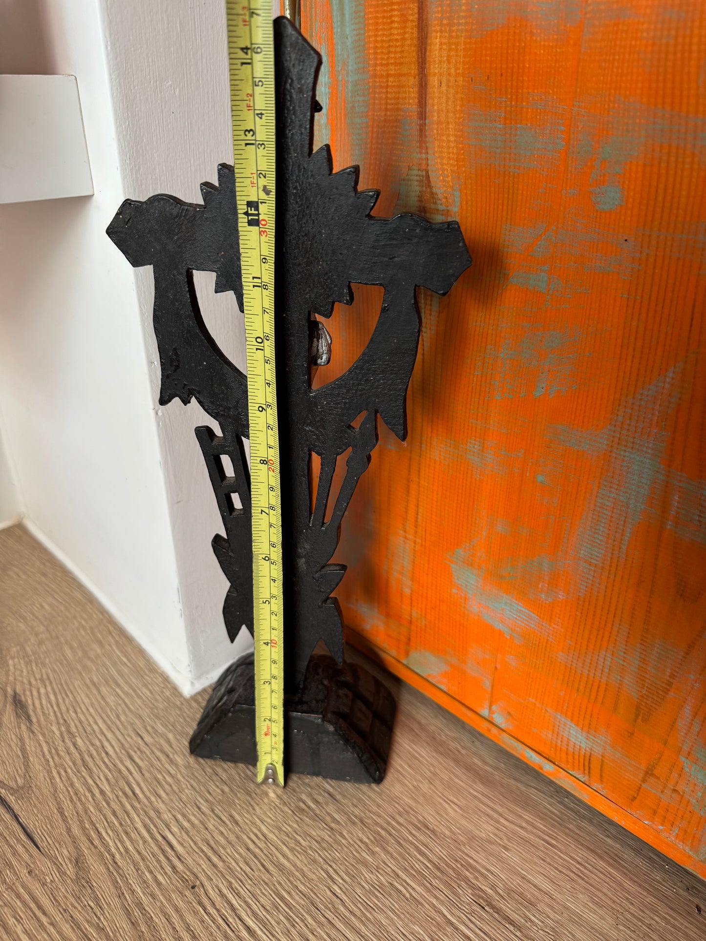 Religious Wooden Hand Carved Crucifix w/ Metal Jesus Inri  | Holy Catholic Home Decor | Antique Style |