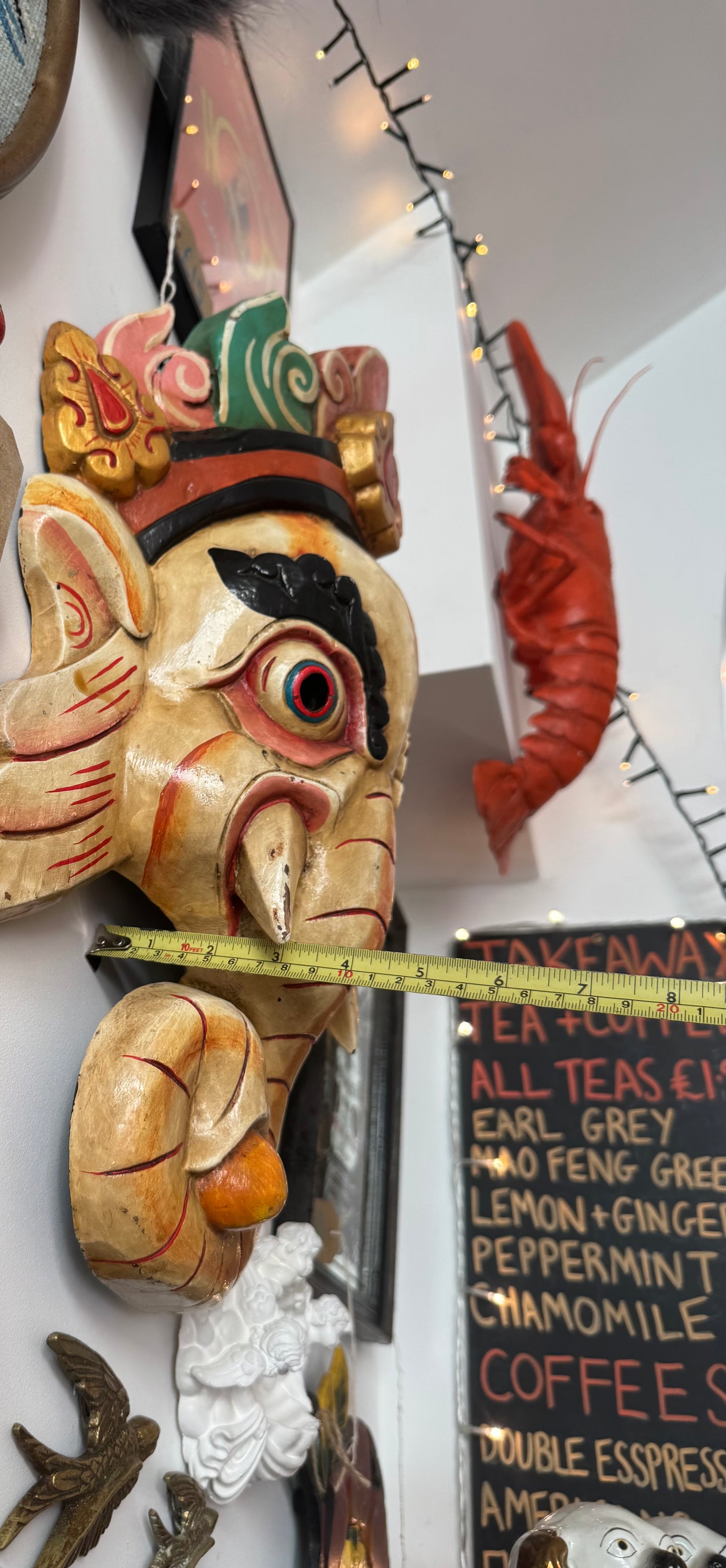 Ganesh Hand Carved Hand Painted Large Wood Wall Hanging | Vintage Quirky Unique | Spiritual Folk Art | Elephant