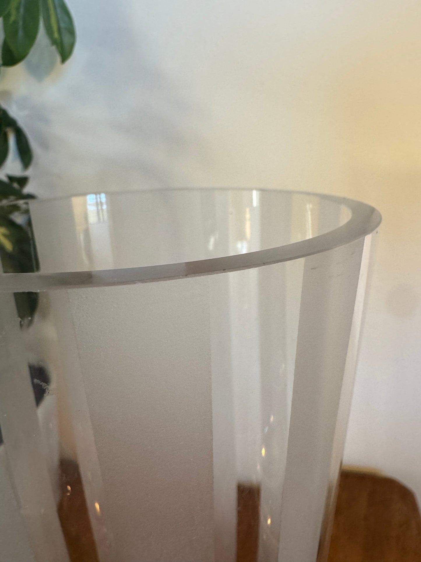 Clear Frosted Stripe Glass Vase | Vintage Retro |