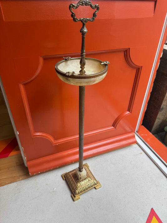 Free Standing Vintage Ashtray | Onyx and Brass Style | Smoking Tobacco | Retro Decor |