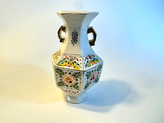 Vase with Floral Pattern and Cut Out | Potpourri Vase | Vintage Retro | Chinese |